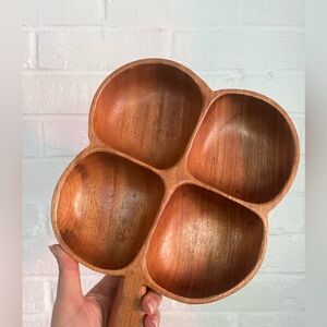 Vintage Solid Wooden Quatrefoil Serving Tray